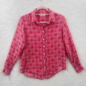 Velvet By Graham & spence red floral Button down shirt Blouse collared